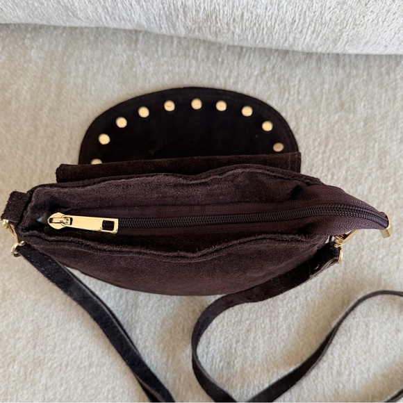 Persaman New York Elvira Brown Suede Studded Crossbody - Picture 10 of 15